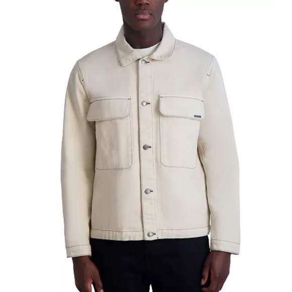Karl Lagerfeld Men's Beige Shirt Jacket